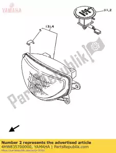 Yamaha 4HW835700000 conjunto de velocímetro - Lado inferior