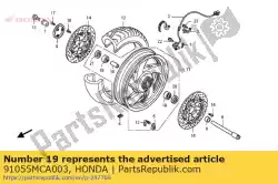 Here you can order the bearing, ball radial, 600 from Honda, with part number 91055MCA003: