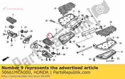 rubber, stap van Honda, met onderdeel nummer 50661MCA000, bestel je hier online: