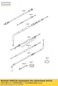 Kawasaki 540120117 cable-throttle,closing - Bottom side