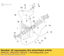 Here you can order the water hose from Piaggio Group, with part number 949629: