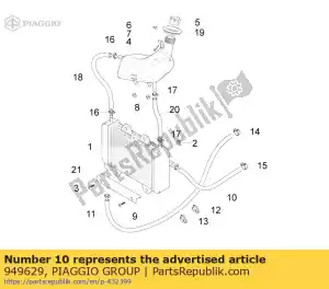 Piaggio Group 949629 water hose - Bottom side