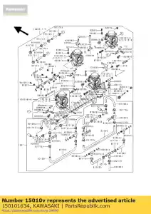 Kawasaki 150101634 carburetor,rh,inside - Bottom side