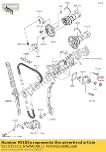 Kawasaki 921531380 parafuso, 6x6 - Lado inferior