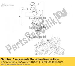 Aprilia 8770700002, Piston assy b-v / fe, OEM: Aprilia 8770700002