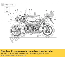 Aprilia 895352, Sticker paratacco dx, OEM: Aprilia 895352