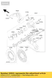 Aquí puede pedir pinza de montaje, rr de Kawasaki , con el número de pieza 430411577: