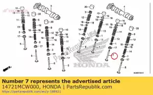 Honda 14721MCW000 válvula a, ex. - Lado inferior