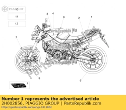 Aprilia 2H002856, Sticker achterkuip links 