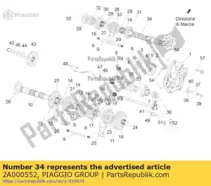 Piaggio Group 2A000552 primary gear shaft - Bottom side