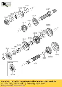 kawasaki 132620388 engrenagem, saída 4, 24t kx250t7f - Lado inferior