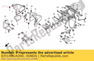 Honda 83514MCAD00 mat, r. cubierta lateral del motor - Lado inferior