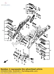 Here you can order the bar,fr footrest from Suzuki, with part number 4352031300: