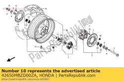 Here you can order the rear wheel from Honda, with part number 42650MBZD00ZA: