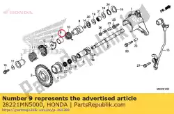 Aquí puede pedir arbusto, resorte inverso de Honda , con el número de pieza 28221MN5000: