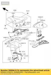 Kawasaki 99996135825Y kit, funda de asiento individual, wh - Lado inferior