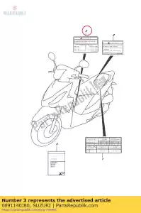 Suzuki 6891140J80 étiquette, chargement - La partie au fond