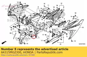 Honda 64315MGZJ00 quedarse, fr. capucha debajo - Lado inferior