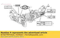 Here you can order the label, drive chain from Honda, with part number 87507MFFA50: