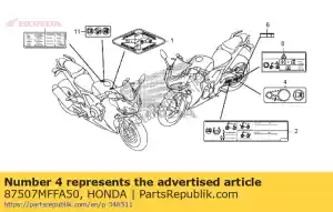 honda 87507MFFA50 label, drive chain - Bottom side