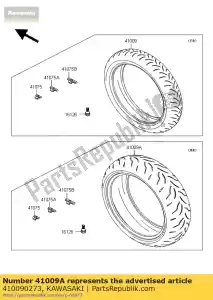 kawasaki 410090273 pneu, rr, 190 / 55zr17 (75w), zx100 - Lado inferior