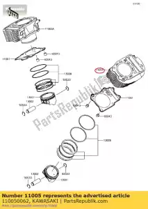 kawasaki 110050062 cylinder-engine,rr vn900b6f - Bottom side