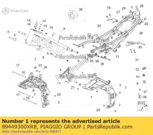 Piaggio Group 89449300XR8 front frame,red - Bottom side