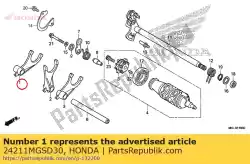 Ici, vous pouvez commander le fourchette, r. Changement de vitesse auprès de Honda , avec le numéro de pièce 24211MGSD30: