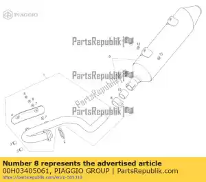 Piaggio Group 00H03405061 geluiddemper clip - Onderkant