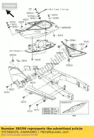 391560024, Kawasaki, almofada, tampa lateral, lh zr1000-a1 kawasaki z 750 1000 2003 2004 2005 2006, Novo