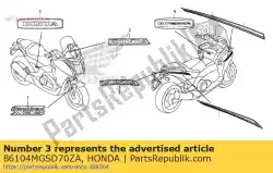 Qui puoi ordinare mark, honda * type1 * (tipo1) da Honda , con numero parte 86104MGSD70ZA: