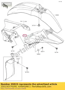 Kawasaki 350230374290 spatbord achter, l.groen - Onderkant