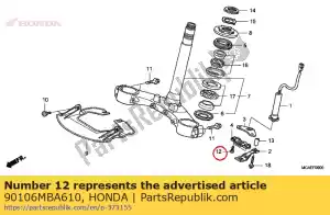 Honda 90106MBA610 screw, special, 5mm - Bottom side