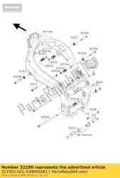 Ici, vous pouvez commander le support-moteur, rr, upp auprès de Kawasaki , avec le numéro de pièce 321901105: