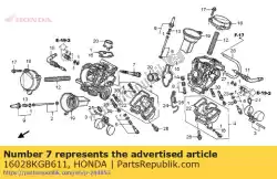 schroeven set van Honda, met onderdeel nummer 16028KGB611, bestel je hier online: