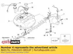 Ici, vous pouvez commander le robinet de carburant auprès de Piaggio Group , avec le numéro de pièce 860176: