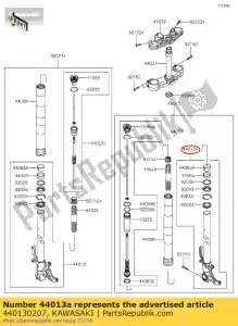 Kawasaki 440130207 tubo-garfo interno, direito - Lado inferior