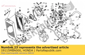 Honda 19115MBA000 manguera, radiador inferior - Lado inferior