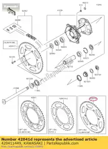 Kawasaki 420411449 sprocket-hub,49t,al - Bottom side