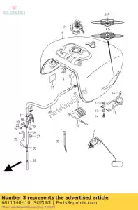 Suzuki 6811140H10 emblème, réservoir de carburant - La partie au fond