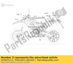 Aqui você pode pedir o decalque do guarda-lamas dianteiro lh em Piaggio Group , com o número da peça 2H003115: