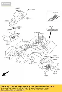 kawasaki 14091S067504 capa, quadro, direita, preto ksf50-a1 - Lado inferior