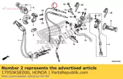 Ici, vous pouvez commander le câble comp., démarreur à chaud auprès de Honda , avec le numéro de pièce 17950KSE000:
