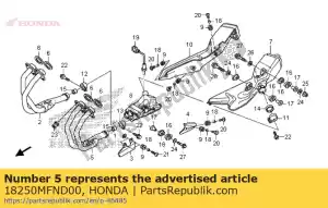 Honda 18250MFND00 comp. tubo, l. ex. - Lado inferior