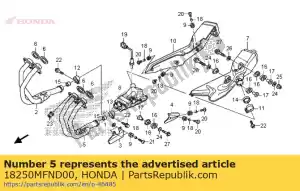 Honda 18250MFND00 tubería comp., l. ex. - Lado inferior