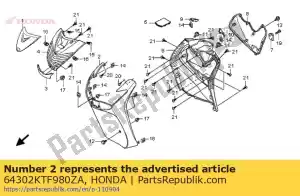 Honda 64302KTF980ZA couvrir, fr. inférieur * nha16p - La partie au fond