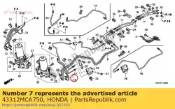 Ici, vous pouvez commander le tuyau principal d, rr. Frein auprès de Honda , avec le numéro de pièce 43312MCA750: