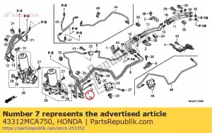 honda 43312MCA750 tuyau principal d, rr. frein - La partie au fond