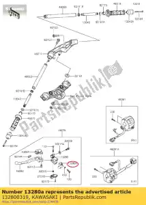 kawasaki 132800319 suporte, alavanca da embreagem ex650c9f - Lado inferior