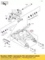 33001065118R, Kawasaki, Arm-comp-swing, f.s. zwart kawasaki KLE versys abs 650, Nieuw